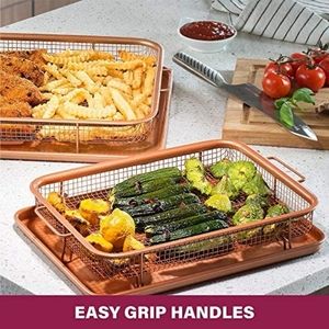 Gotham Steel Crisper Tray for Oven, 2pc Nonstick Copper Crisper Tray